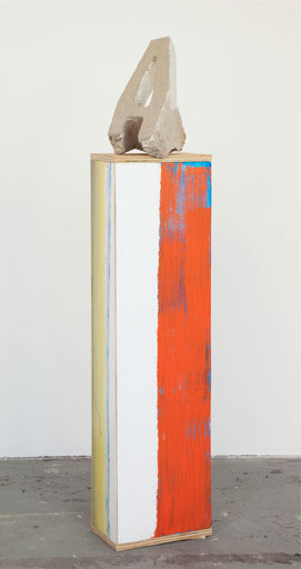 LONG A, 2010, parex stucco on styrofoam and cinderblock on acrylic on wood pedestal, 12 ft x 8 in x 12 in