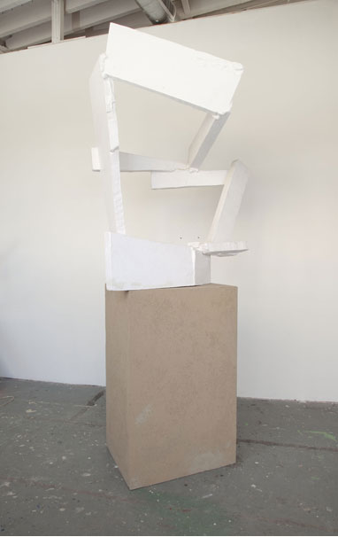 CAPITAL B, 2007, acrylic on paper mache, parex on styrofoam and wood, 108 x 42 x 42 in