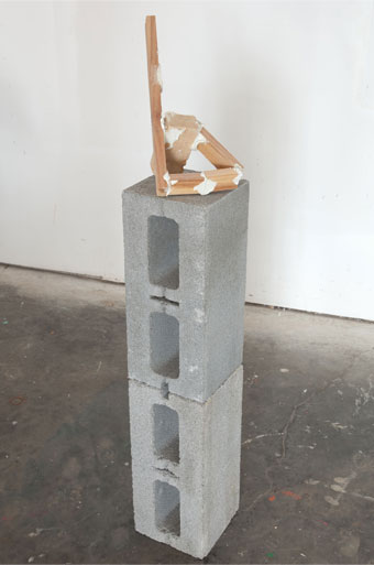 LITTLE B, 2007, parex on wood, cinder blocks, 50 x 10 x 10 in
