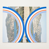 FONT, 2014, acrylic dispersion on archival inkjet print sealed with urethane and uv varnish on stretched linen mounted on two wood panels, 87 x 70 inches