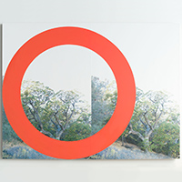 RED TREE, 2014, acrylic dispersion on archival inkjet print sealed with urethane and uv varnish on stretched linen, 87.75 x 67 inches