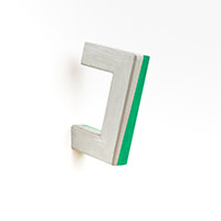 SLICK SILVER AND GREEN HANDLE, 1996, enamel on steel, 9 x 2 x 5 inches