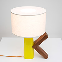 K-LAMP, 2015, blown glass, mahogany, lamp parts, and shade, 24 (height) x 18 (diameter) inches