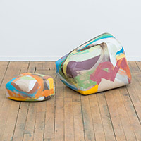 FLOOR PILLOWS, 2002, acrylic on linen, 16.5 x 21 x 28 inches, 19.5 x 13 x 9 inches