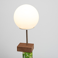 i-LAMP, 2015, photograph on cardboard and wood, lamp parts, 36 (height) x 8 (diameter) inches