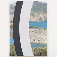 DOUBLE RESERVOIR, 2016, acrylic dispersion and graphite on archival inkjet print on stretched linen, 43.25 x 30 inches