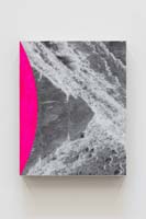 BLOWING, 2018, acrylic dispersion on archival inkjet print sealed with urethane and uv varnish on canvas on board, 9 X 7 inches